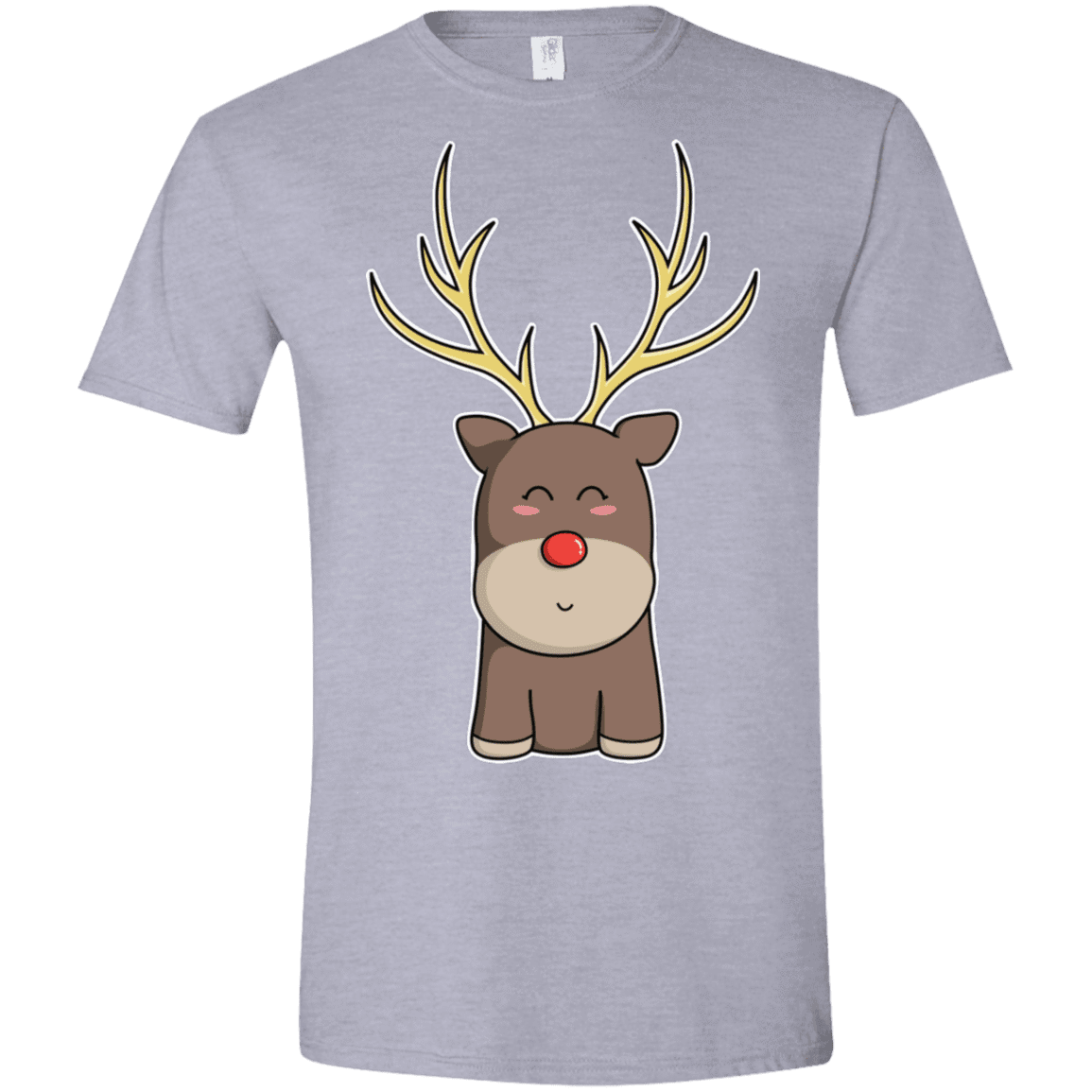 T-Shirts Sport Grey / X-Small Kawaii Christmas Reindeer Men's Semi-Fitted Softstyle