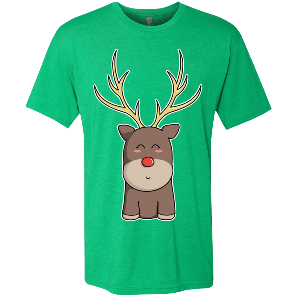 T-Shirts Envy / S Kawaii Christmas Reindeer Men's Triblend T-Shirt
