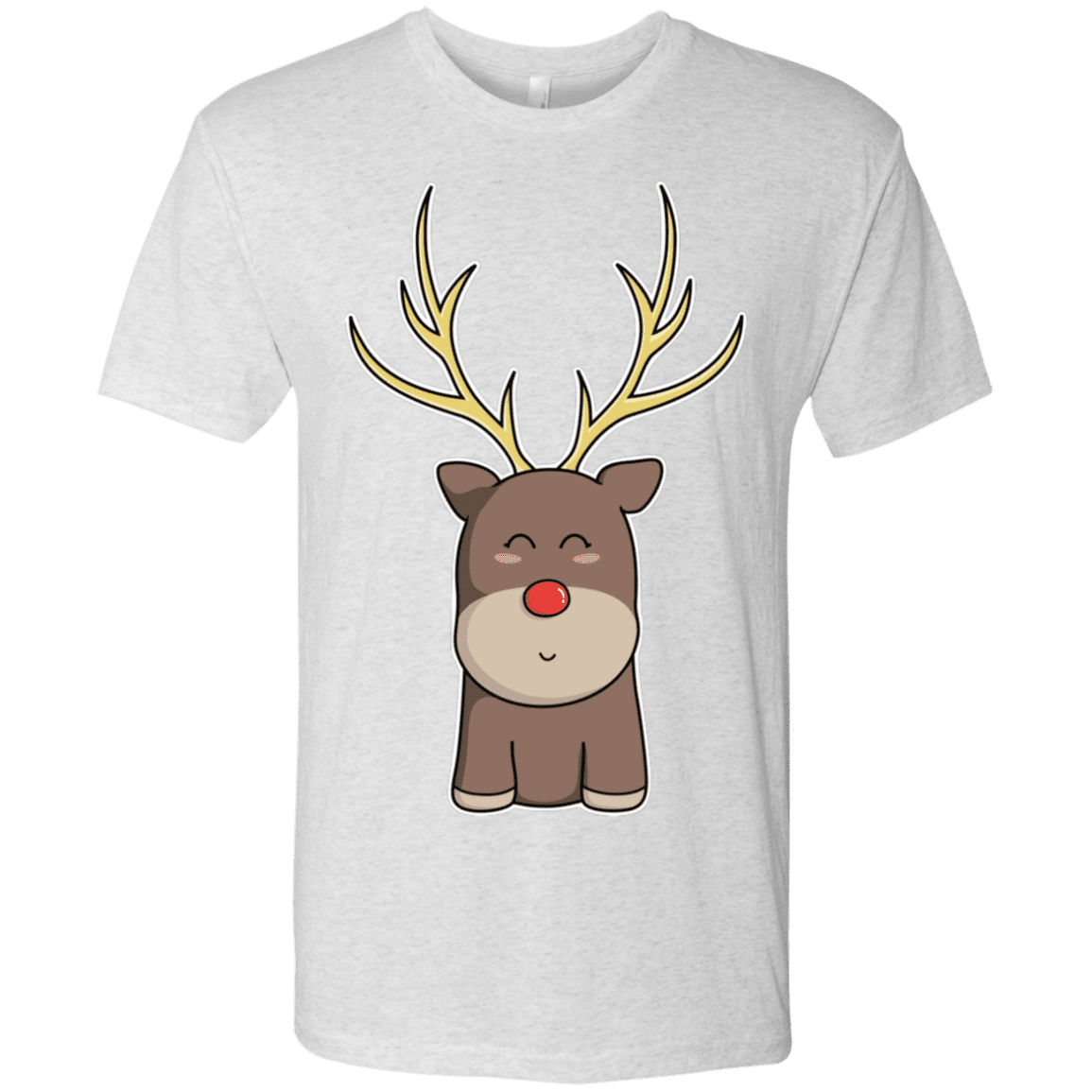 T-Shirts Heather White / S Kawaii Christmas Reindeer Men's Triblend T-Shirt