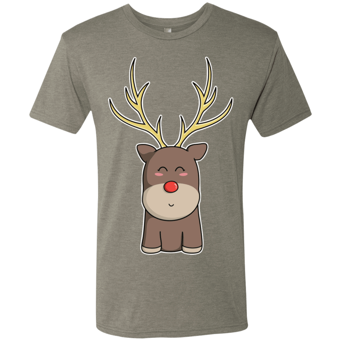 T-Shirts Venetian Grey / S Kawaii Christmas Reindeer Men's Triblend T-Shirt
