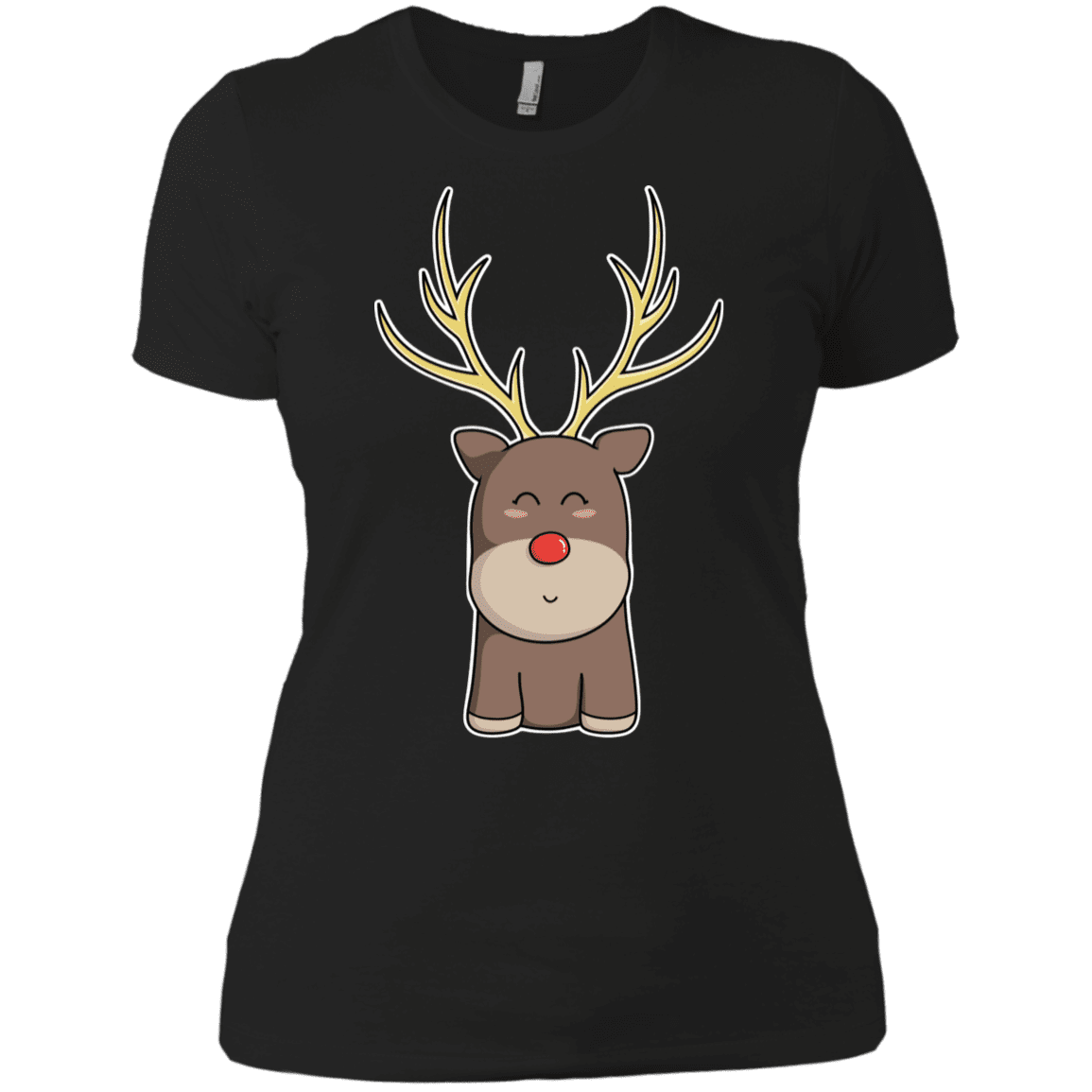 T-Shirts Black / X-Small Kawaii Christmas Reindeer Women's Premium T-Shirt