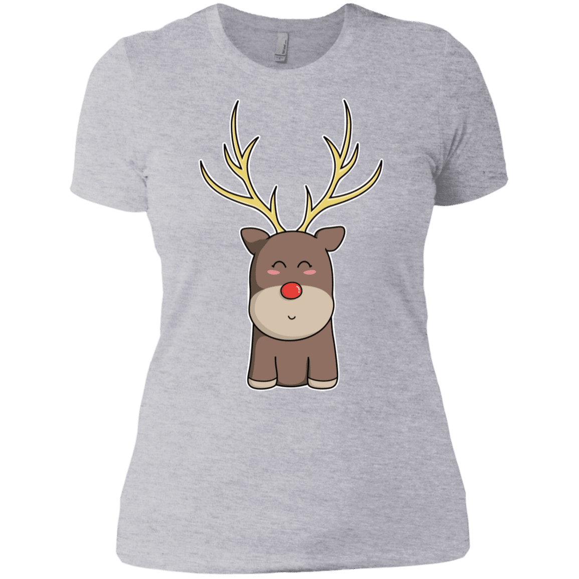 T-Shirts Heather Grey / X-Small Kawaii Christmas Reindeer Women's Premium T-Shirt
