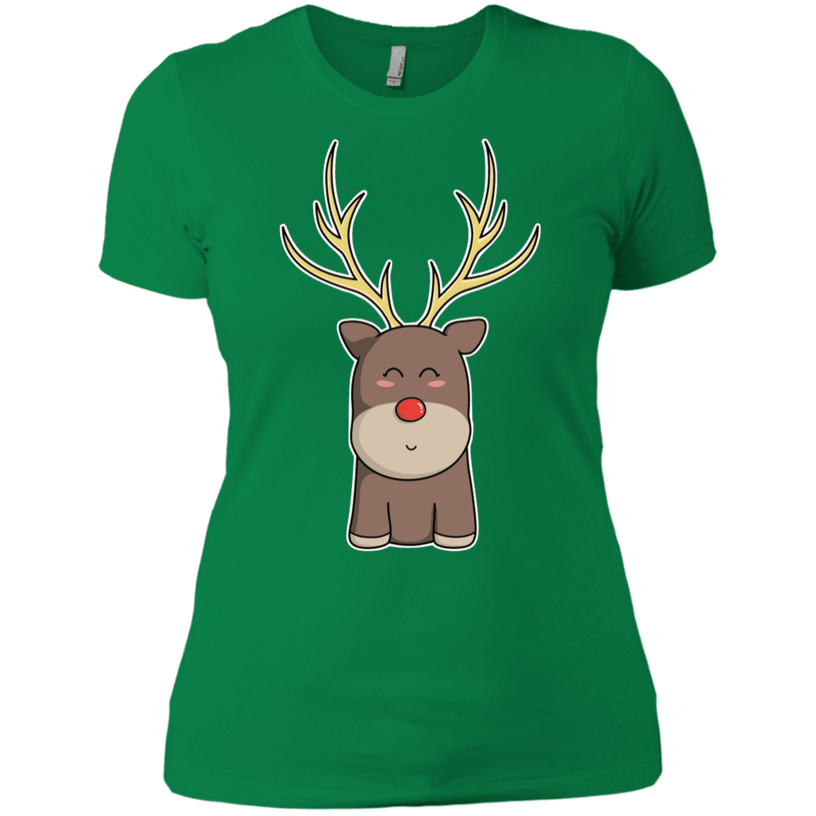 T-Shirts Kelly Green / X-Small Kawaii Christmas Reindeer Women's Premium T-Shirt