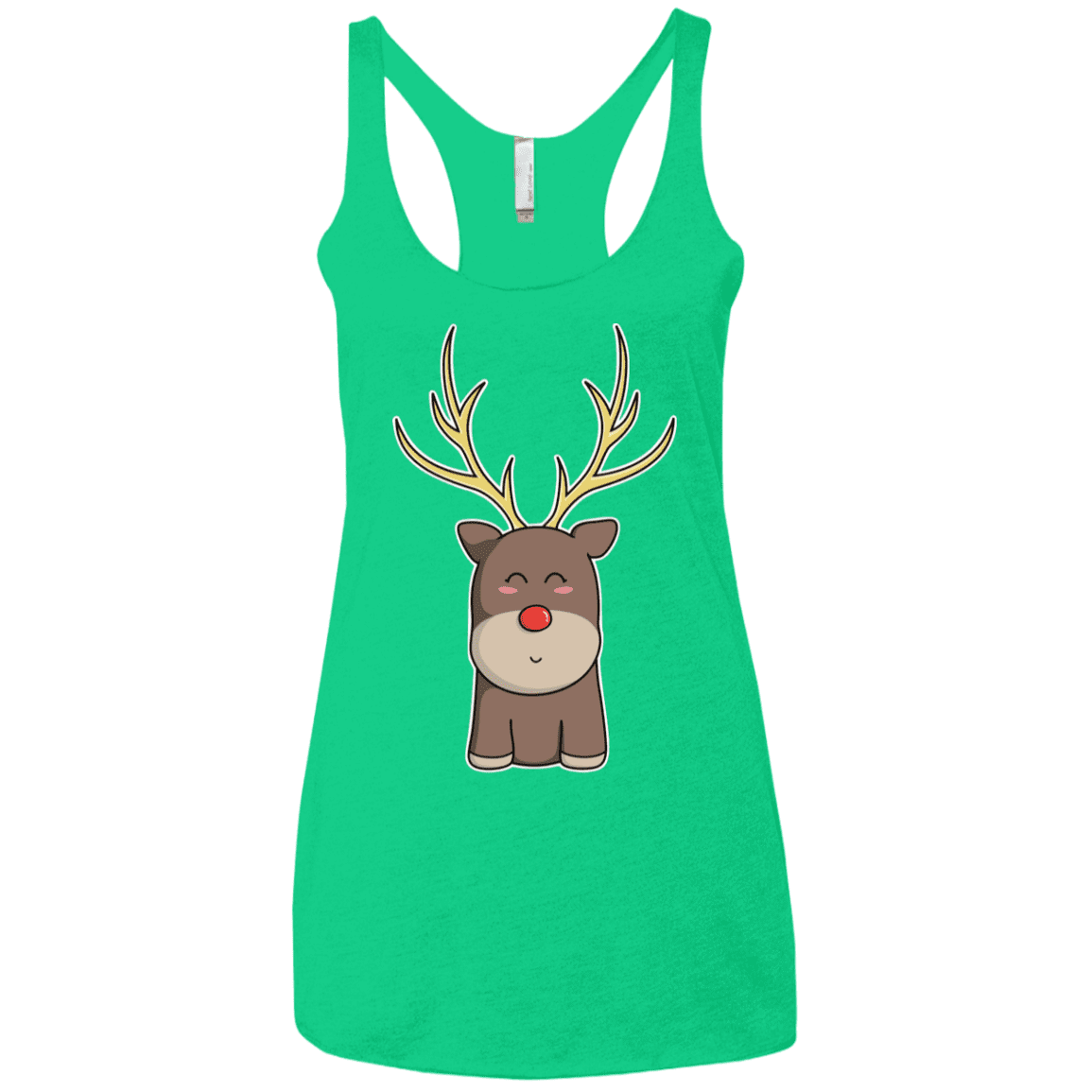 T-Shirts Envy / X-Small Kawaii Christmas Reindeer Women's Triblend Racerback Tank