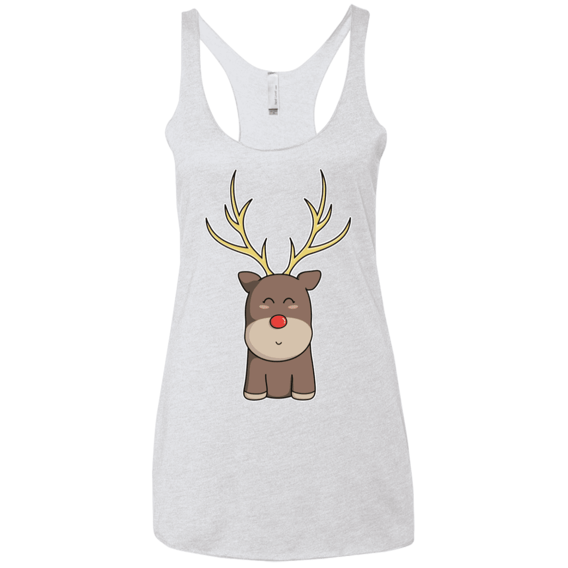 T-Shirts Heather White / X-Small Kawaii Christmas Reindeer Women's Triblend Racerback Tank