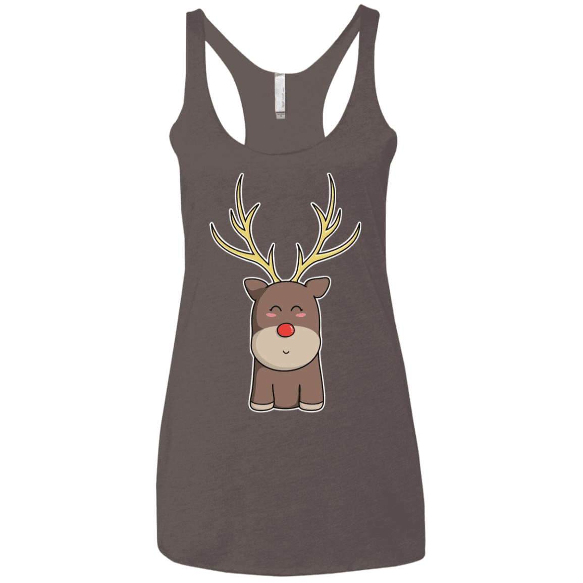T-Shirts Macchiato / X-Small Kawaii Christmas Reindeer Women's Triblend Racerback Tank