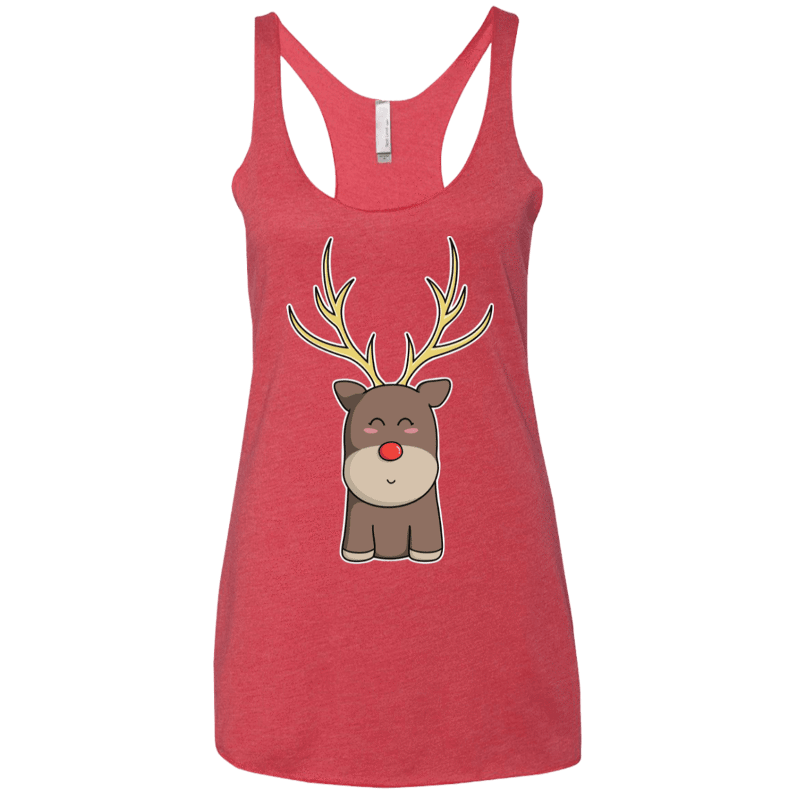 T-Shirts Vintage Red / X-Small Kawaii Christmas Reindeer Women's Triblend Racerback Tank