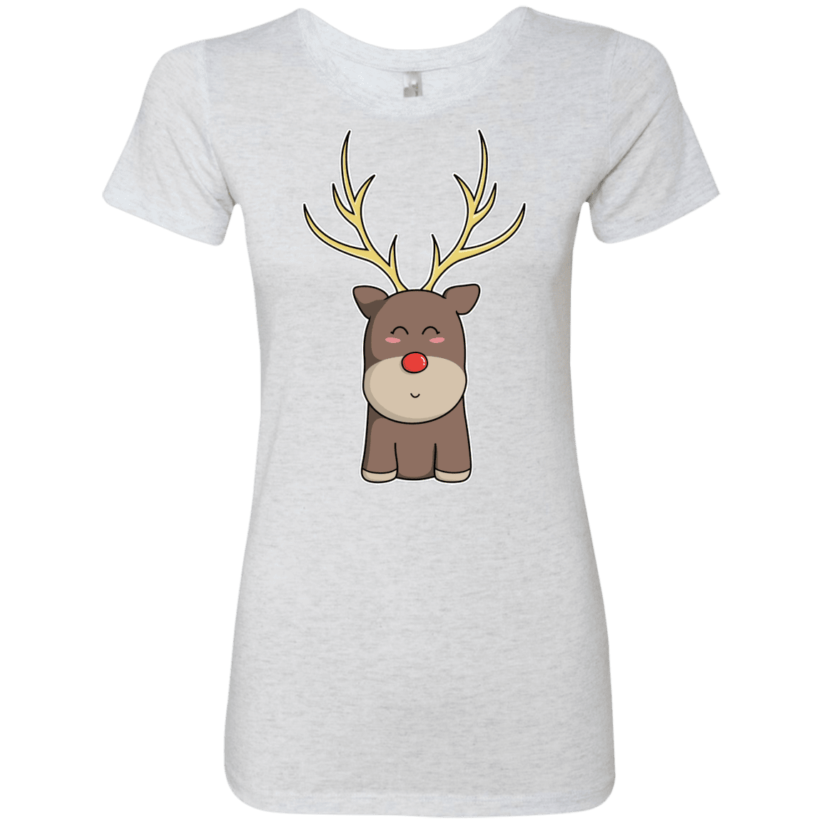 T-Shirts Heather White / S Kawaii Christmas Reindeer Women's Triblend T-Shirt