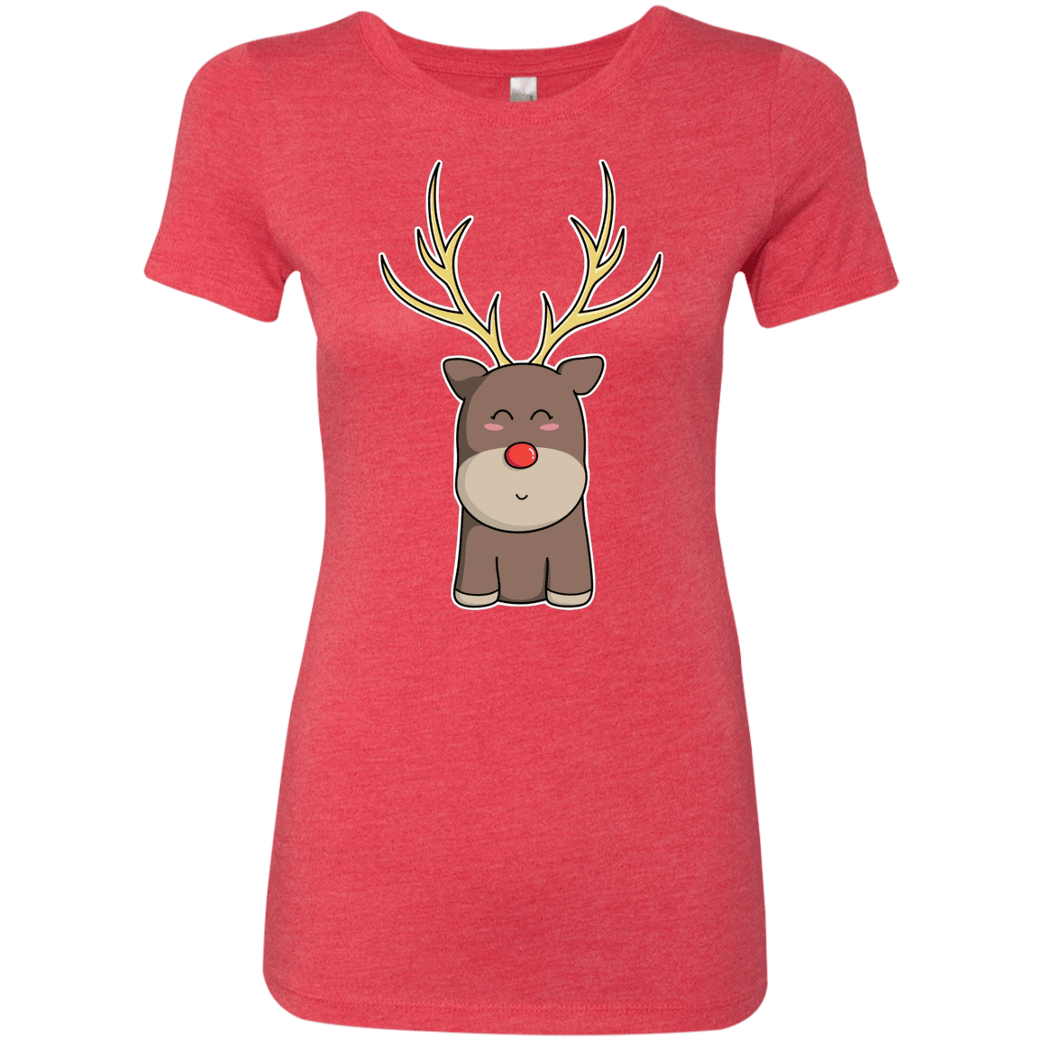 T-Shirts Vintage Red / S Kawaii Christmas Reindeer Women's Triblend T-Shirt