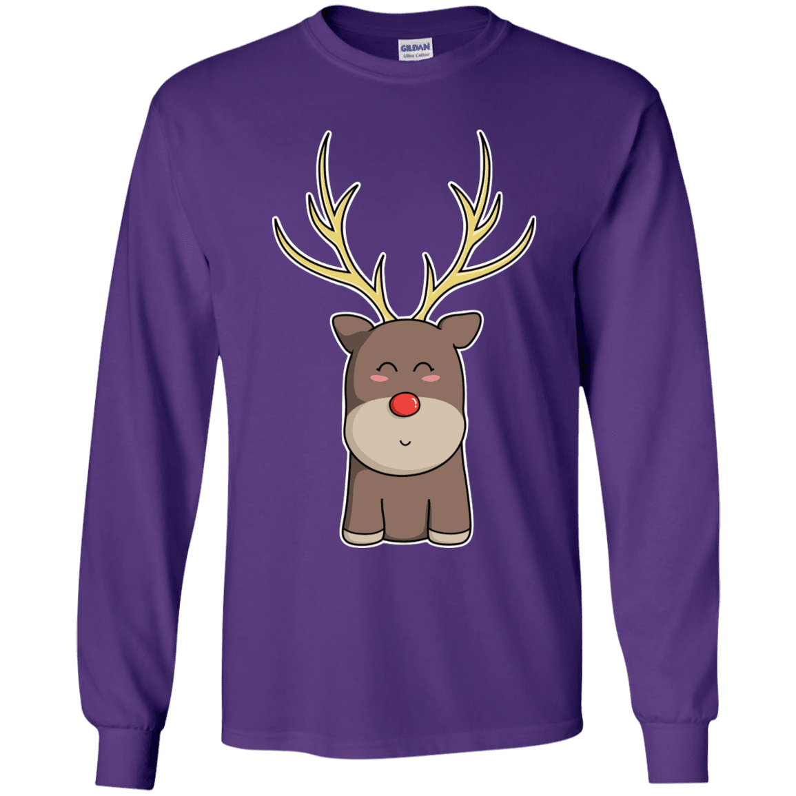 T-Shirts Purple / YS Kawaii Christmas Reindeer Youth Long Sleeve T-Shirt