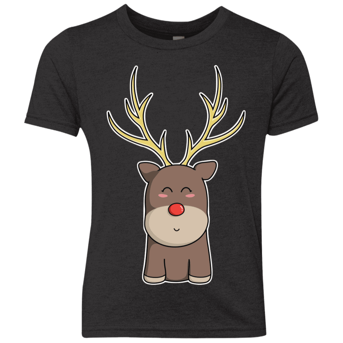 T-Shirts Vintage Black / YXS Kawaii Christmas Reindeer Youth Triblend T-Shirt
