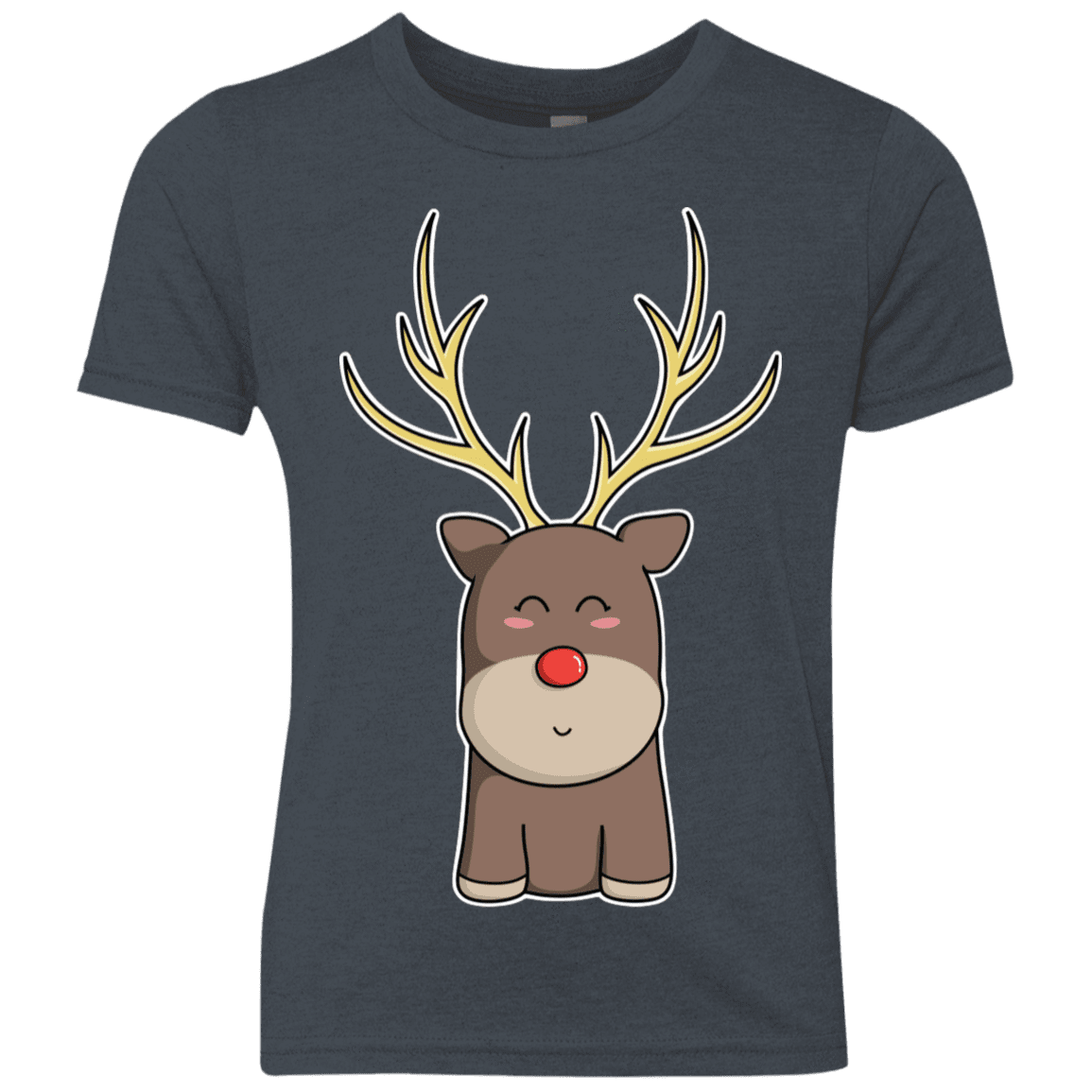 T-Shirts Vintage Navy / YXS Kawaii Christmas Reindeer Youth Triblend T-Shirt