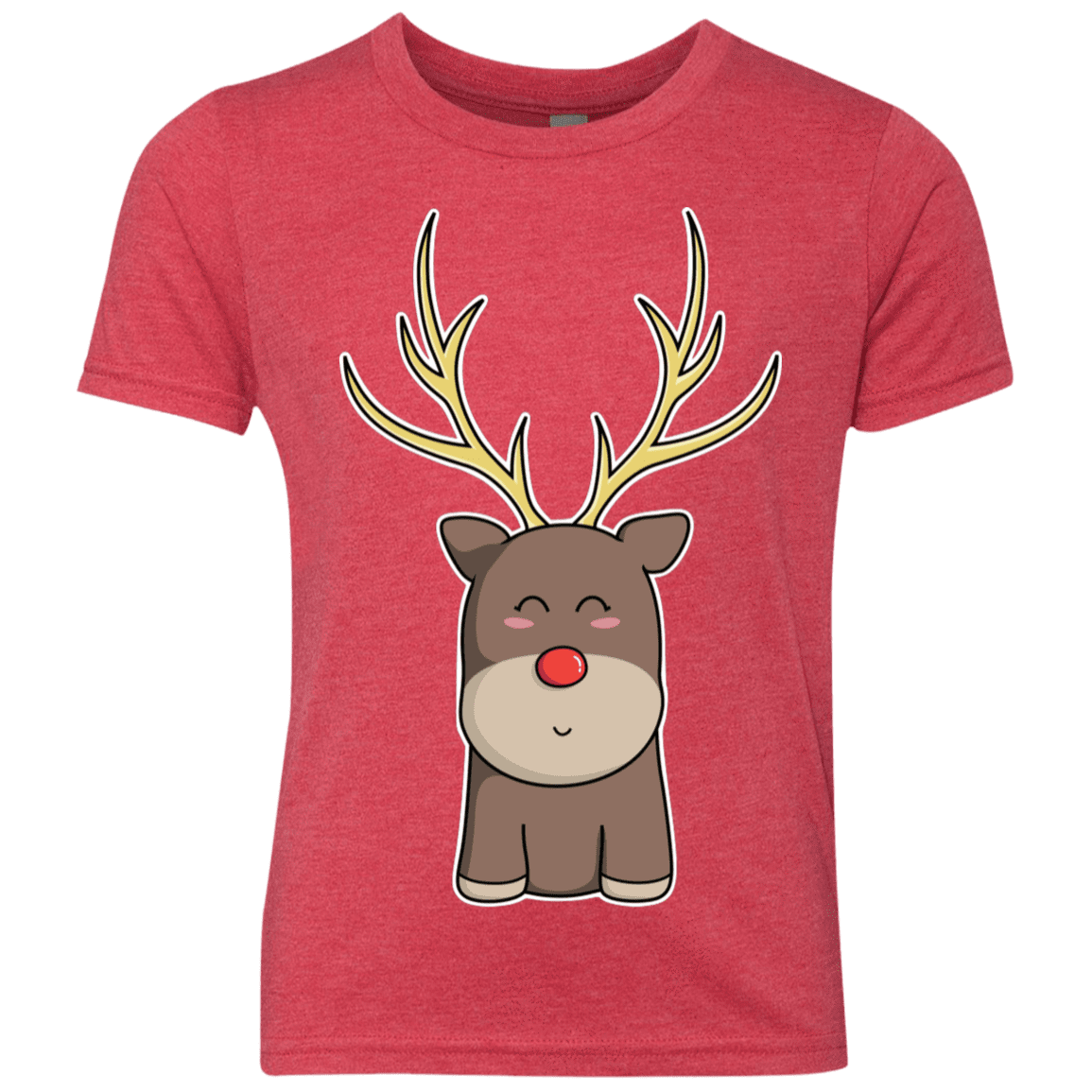 T-Shirts Vintage Red / YXS Kawaii Christmas Reindeer Youth Triblend T-Shirt