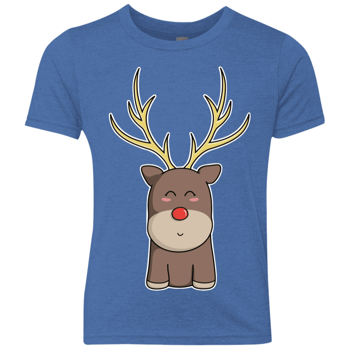 T-Shirts Vintage Royal / YXS Kawaii Christmas Reindeer Youth Triblend T-Shirt