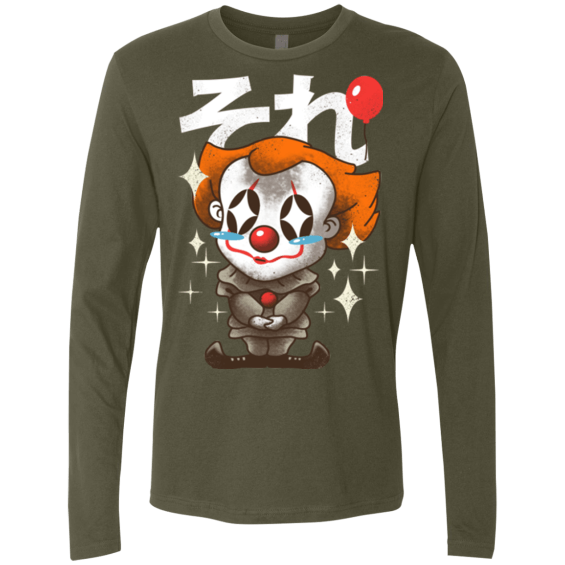 T-Shirts Military Green / Small Kawaii Clown Men's Premium Long Sleeve