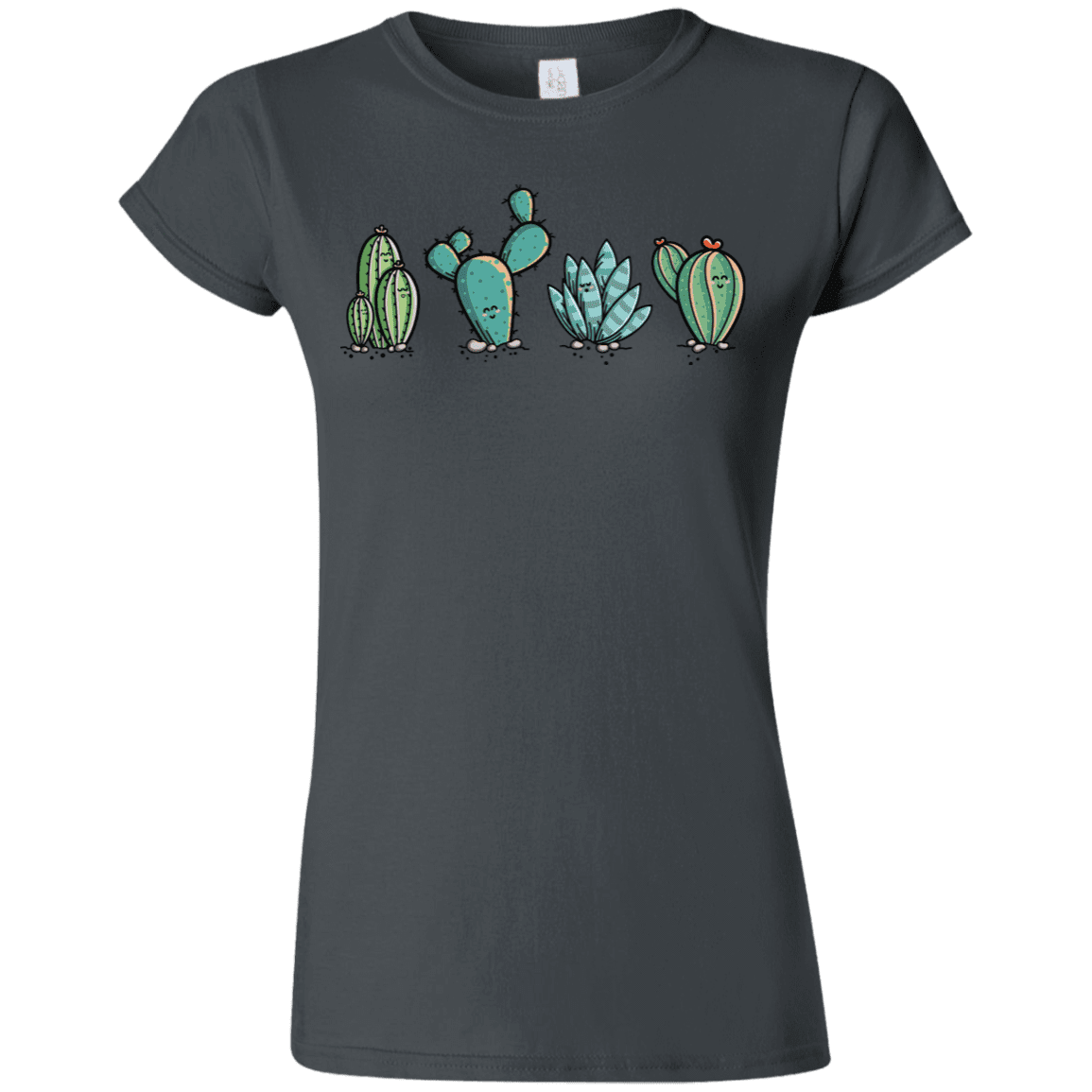 T-Shirts Charcoal / S Kawaii Cute Cactus Plants Junior Slimmer-Fit T-Shirt