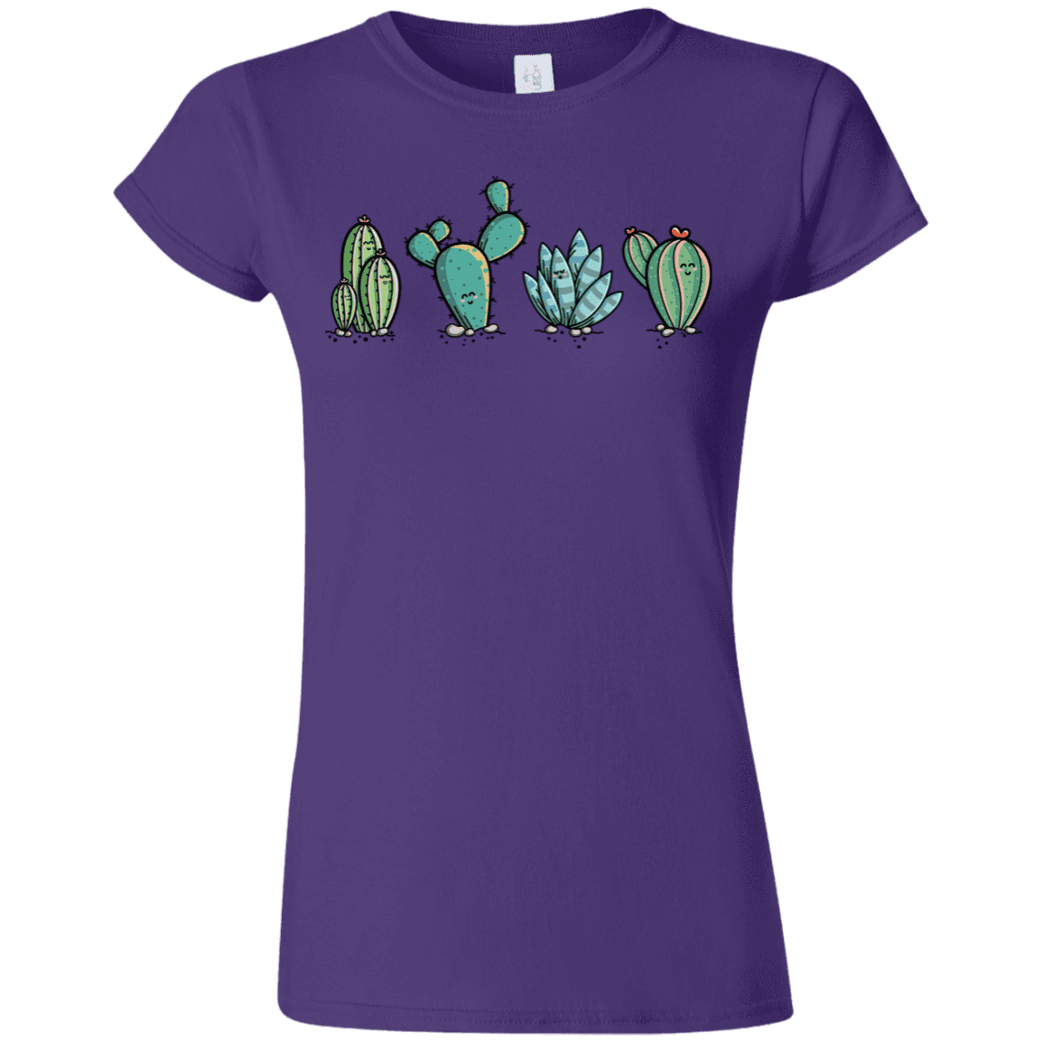 T-Shirts Purple / S Kawaii Cute Cactus Plants Junior Slimmer-Fit T-Shirt