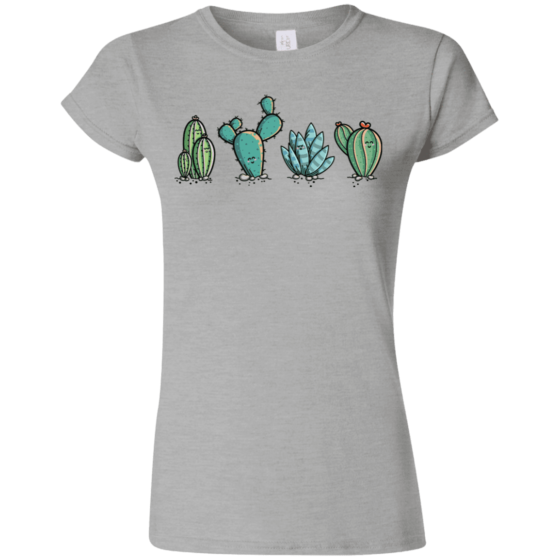 T-Shirts Sport Grey / S Kawaii Cute Cactus Plants Junior Slimmer-Fit T-Shirt
