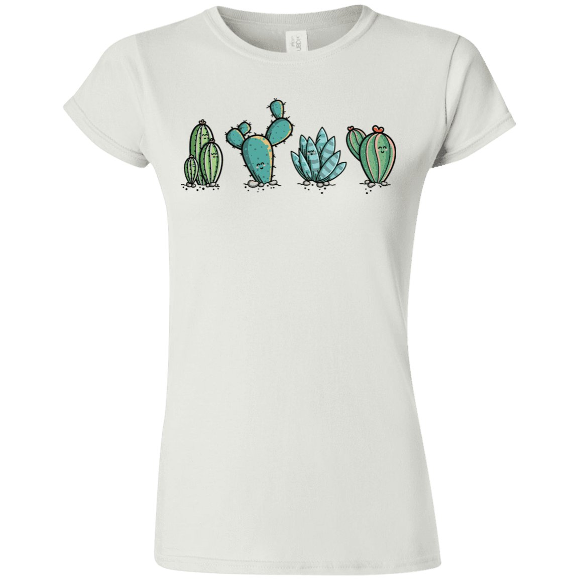 T-Shirts White / S Kawaii Cute Cactus Plants Junior Slimmer-Fit T-Shirt