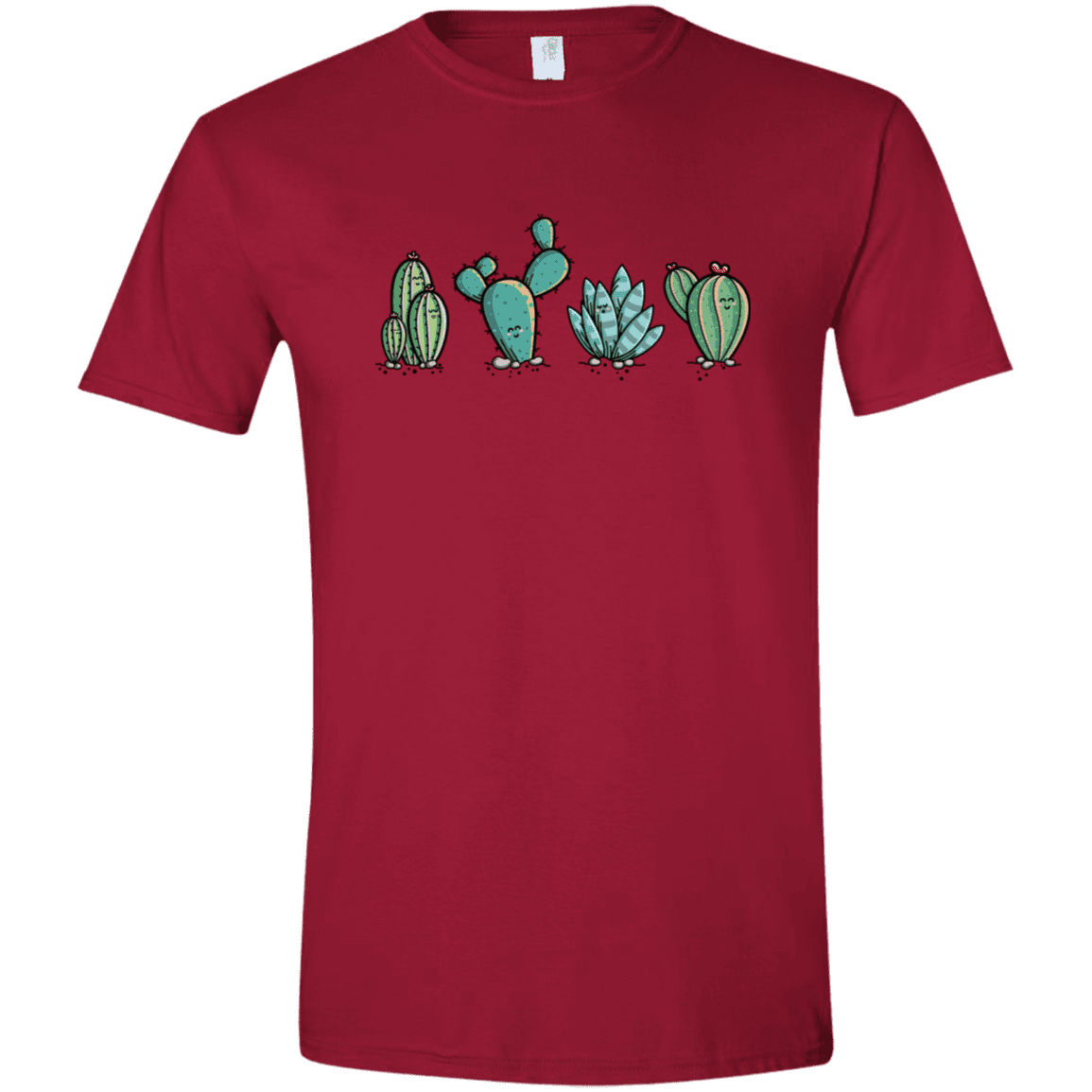 T-Shirts Cardinal Red / S Kawaii Cute Cactus Plants Men's Semi-Fitted Softstyle