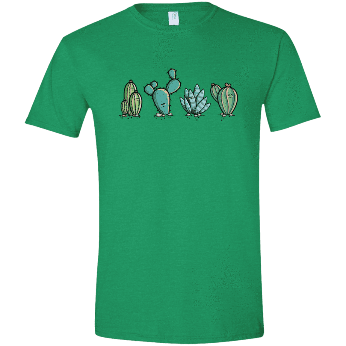 T-Shirts Heather Irish Green / M Kawaii Cute Cactus Plants Men's Semi-Fitted Softstyle