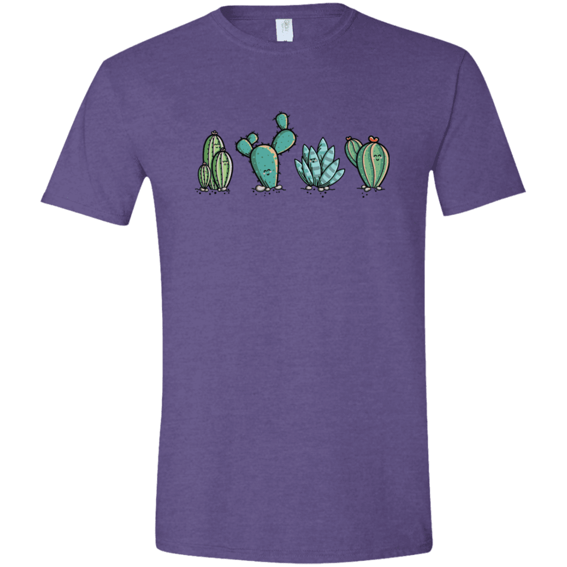 T-Shirts Heather Purple / S Kawaii Cute Cactus Plants Men's Semi-Fitted Softstyle