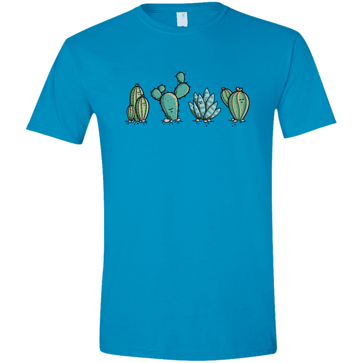T-Shirts Sapphire / S Kawaii Cute Cactus Plants Men's Semi-Fitted Softstyle