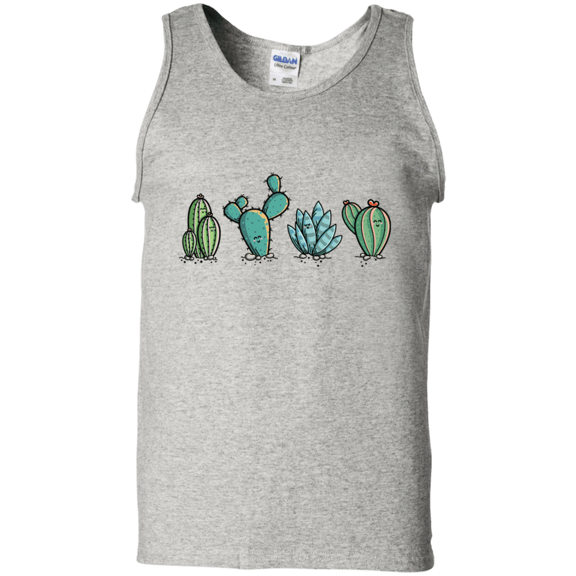 T-Shirts Ash / S Kawaii Cute Cactus Plants Men's Tank Top