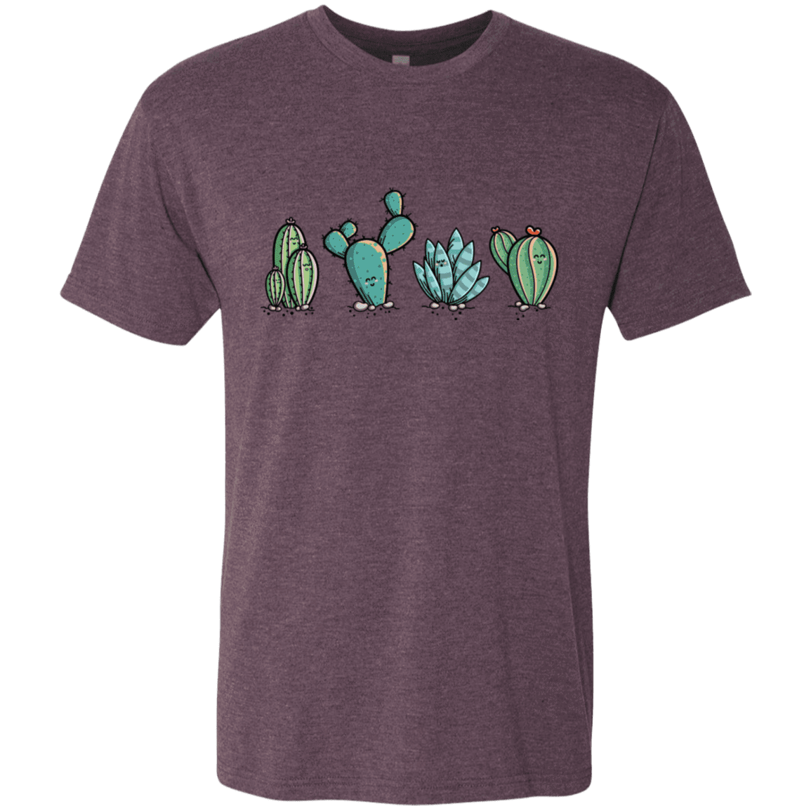 T-Shirts Vintage Purple / S Kawaii Cute Cactus Plants Men's Triblend T-Shirt