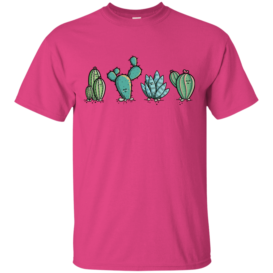 T-Shirts Heliconia / S Kawaii Cute Cactus Plants T-Shirt