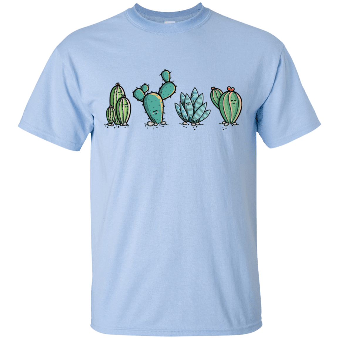 T-Shirts Light Blue / S Kawaii Cute Cactus Plants T-Shirt