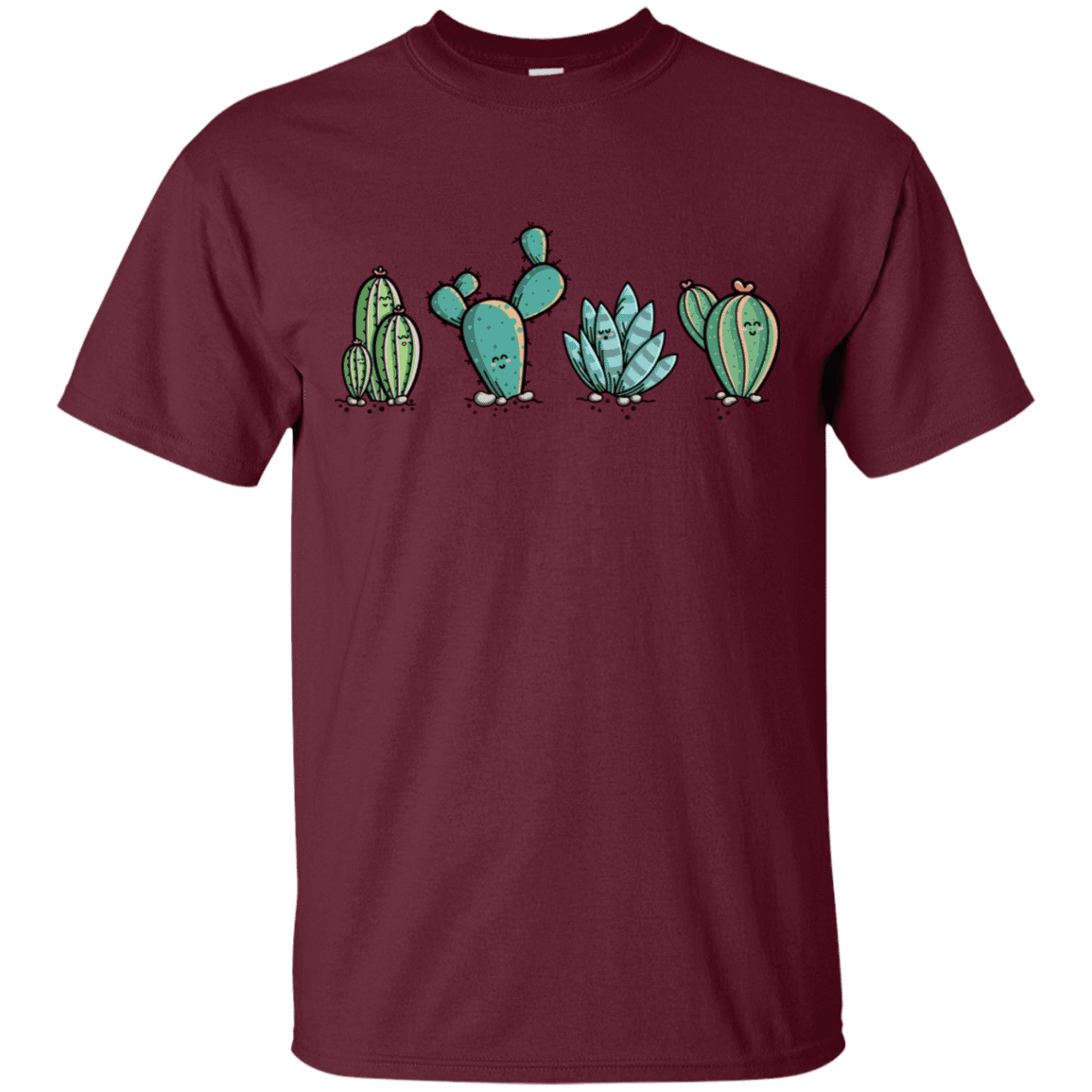 T-Shirts Maroon / S Kawaii Cute Cactus Plants T-Shirt