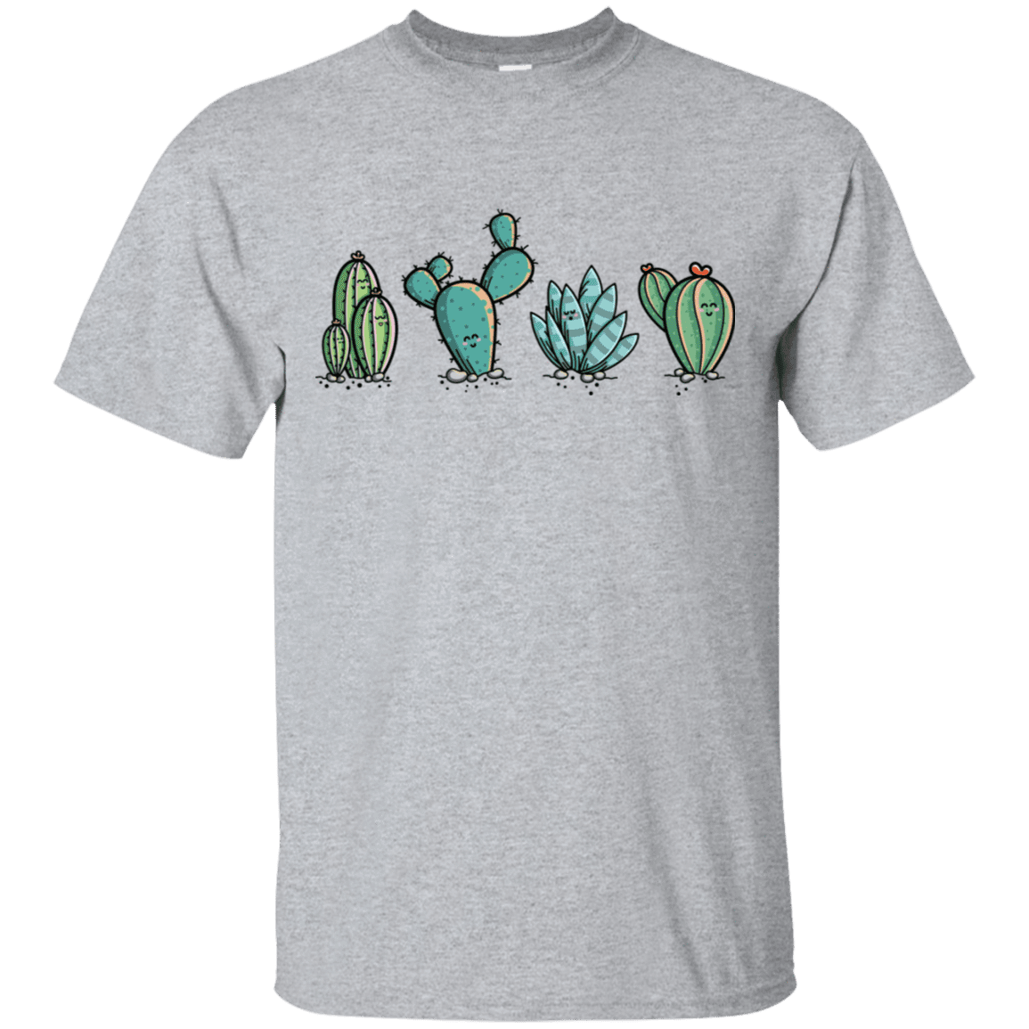 T-Shirts Sport Grey / S Kawaii Cute Cactus Plants T-Shirt