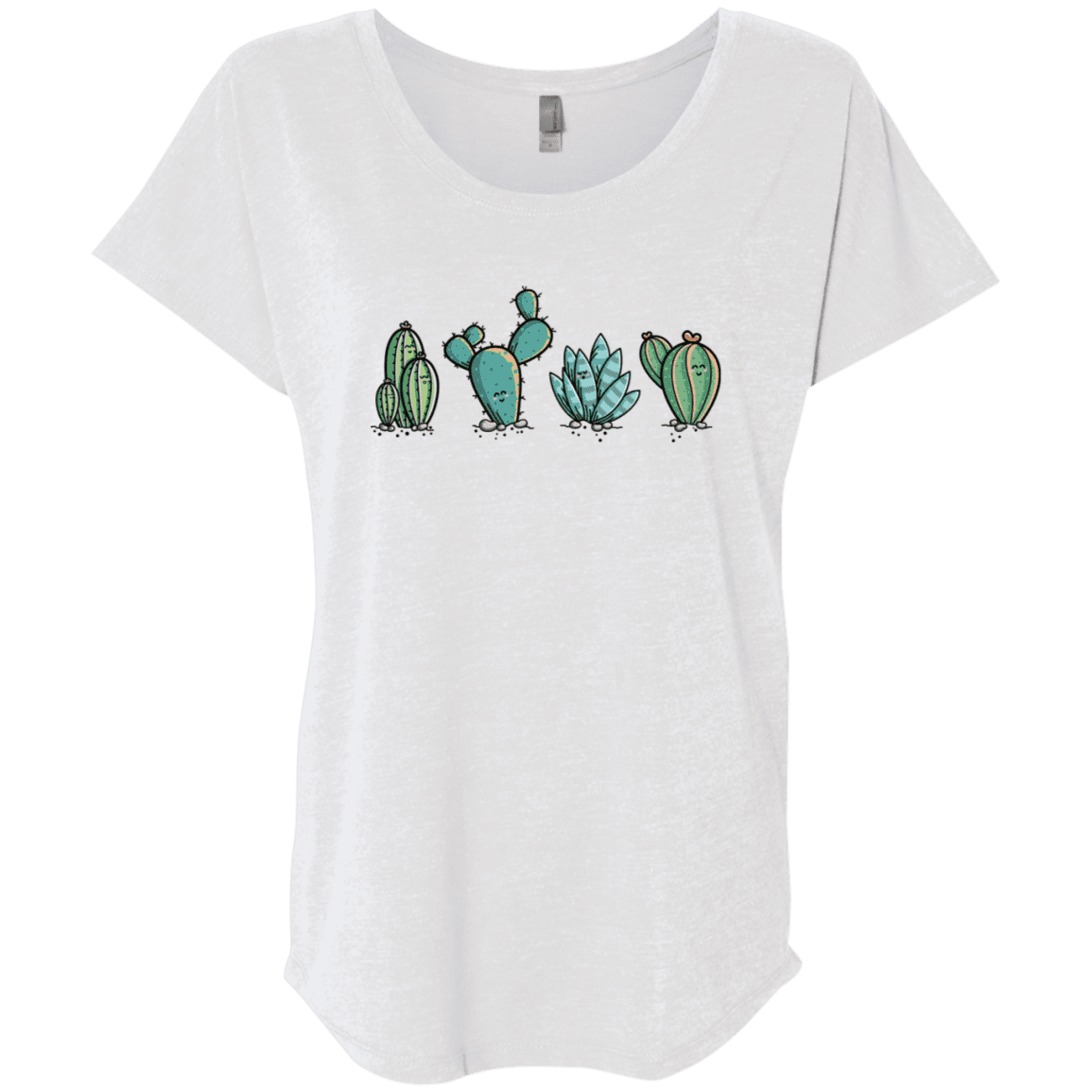 T-Shirts Heather White / X-Small Kawaii Cute Cactus Plants Triblend Dolman Sleeve