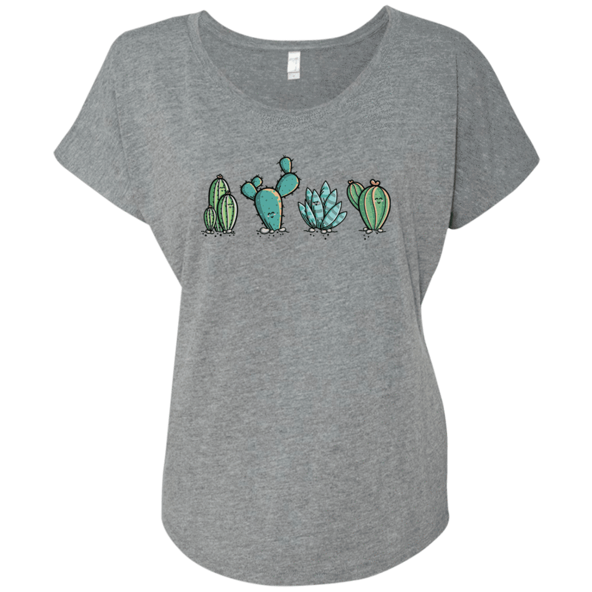 T-Shirts Premium Heather / X-Small Kawaii Cute Cactus Plants Triblend Dolman Sleeve