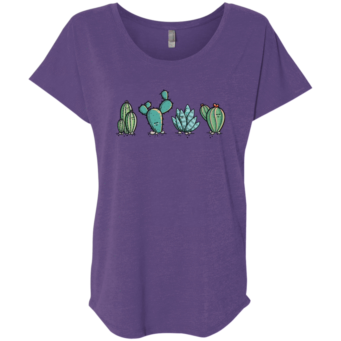 T-Shirts Purple Rush / X-Small Kawaii Cute Cactus Plants Triblend Dolman Sleeve