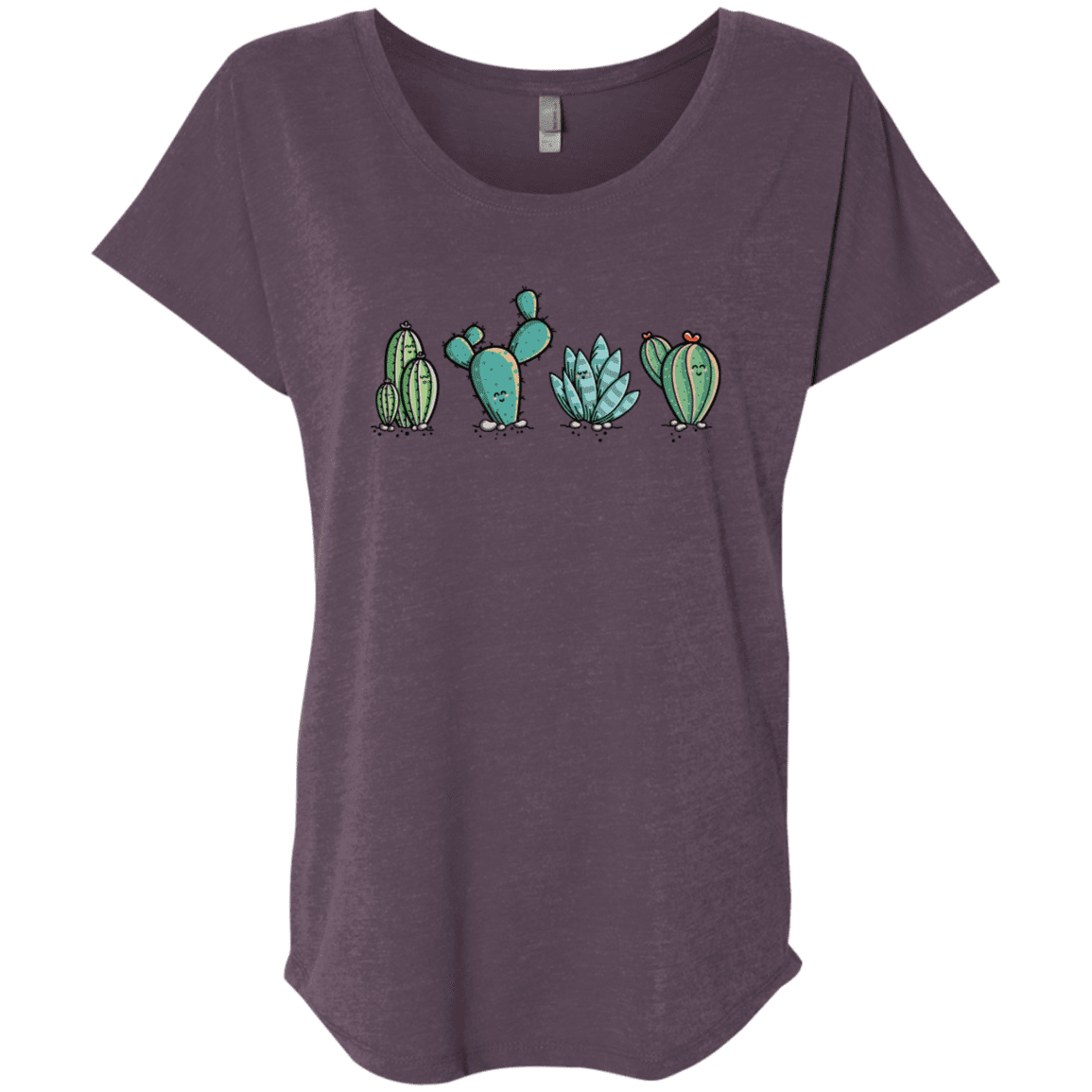 T-Shirts Vintage Purple / X-Small Kawaii Cute Cactus Plants Triblend Dolman Sleeve
