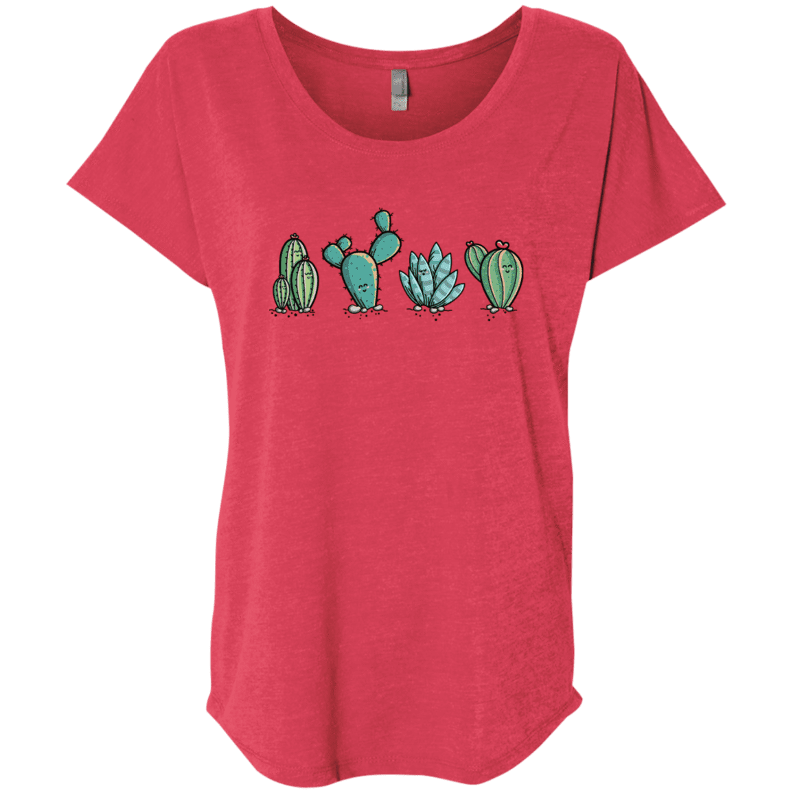 T-Shirts Vintage Red / X-Small Kawaii Cute Cactus Plants Triblend Dolman Sleeve