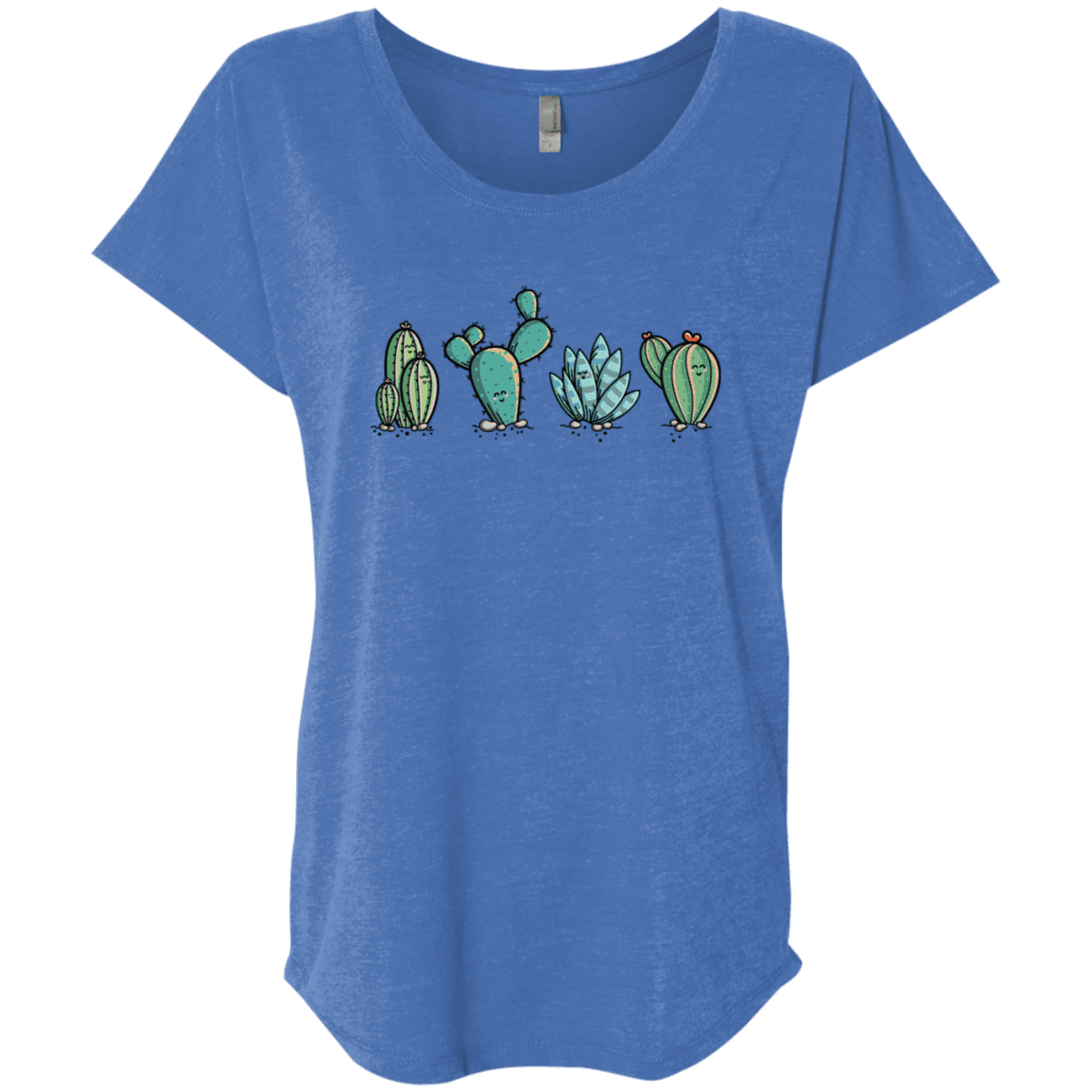 T-Shirts Vintage Royal / X-Small Kawaii Cute Cactus Plants Triblend Dolman Sleeve