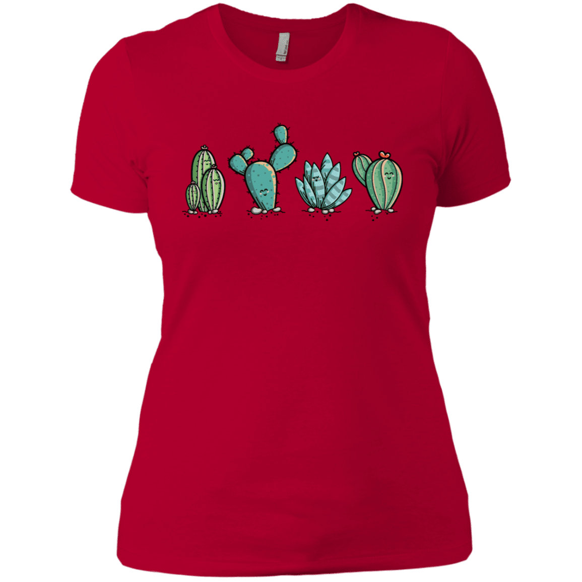 T-Shirts Red / X-Small Kawaii Cute Cactus Plants Women's Premium T-Shirt