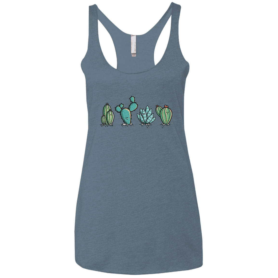 T-Shirts Indigo / X-Small Kawaii Cute Cactus Plants Women's Triblend Racerback Tank