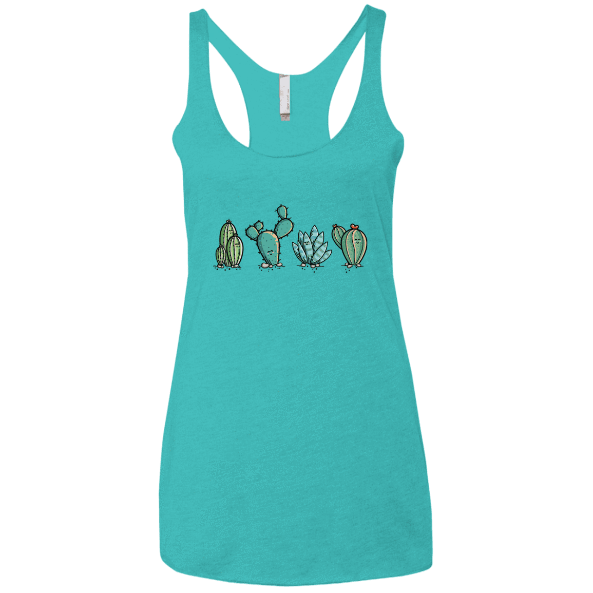 T-Shirts Tahiti Blue / X-Small Kawaii Cute Cactus Plants Women's Triblend Racerback Tank