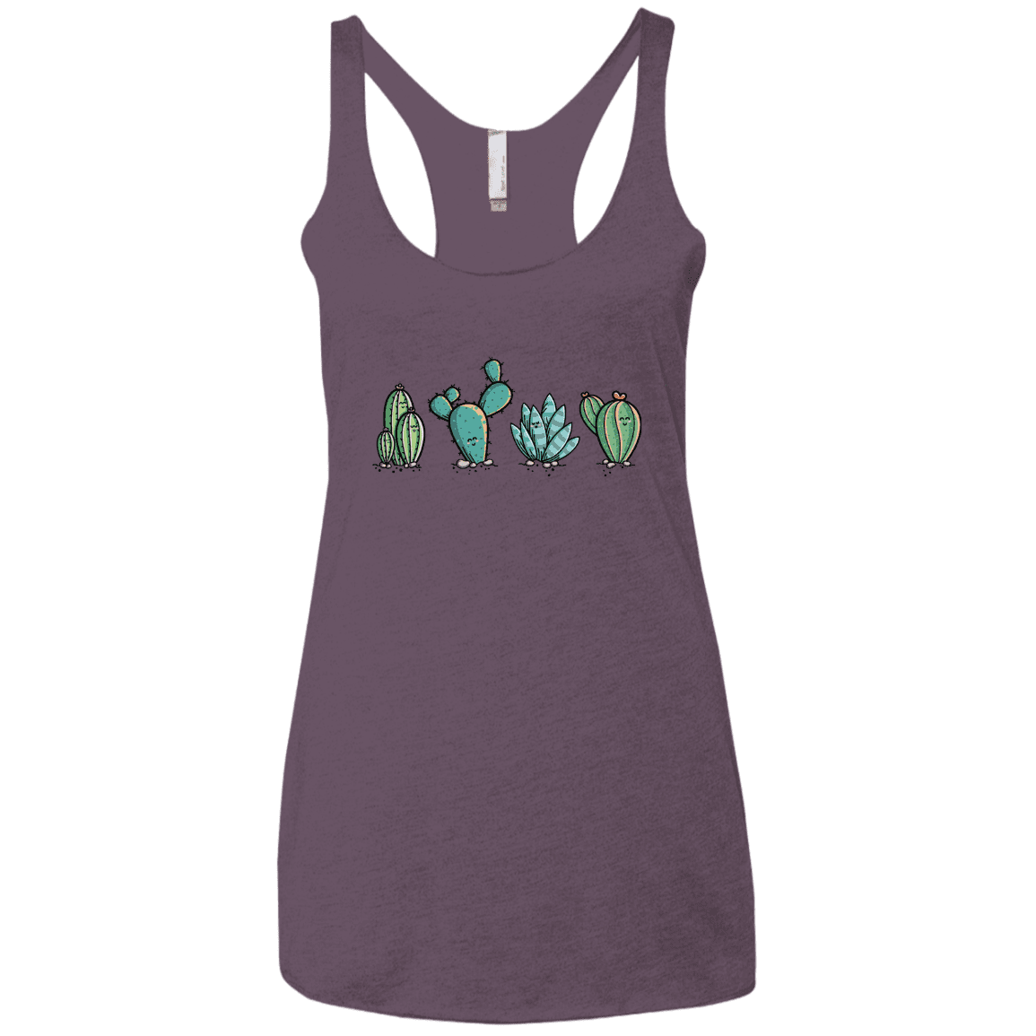 T-Shirts Vintage Purple / X-Small Kawaii Cute Cactus Plants Women's Triblend Racerback Tank