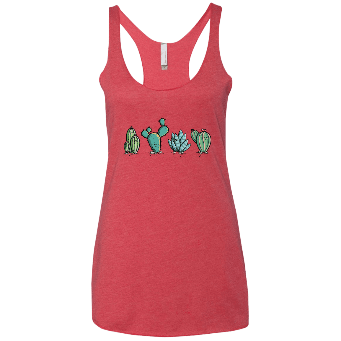 T-Shirts Vintage Red / X-Small Kawaii Cute Cactus Plants Women's Triblend Racerback Tank