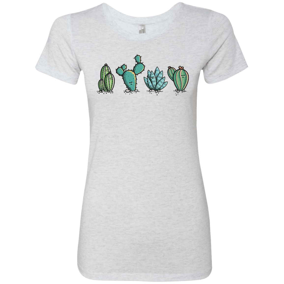 T-Shirts Heather White / S Kawaii Cute Cactus Plants Women's Triblend T-Shirt