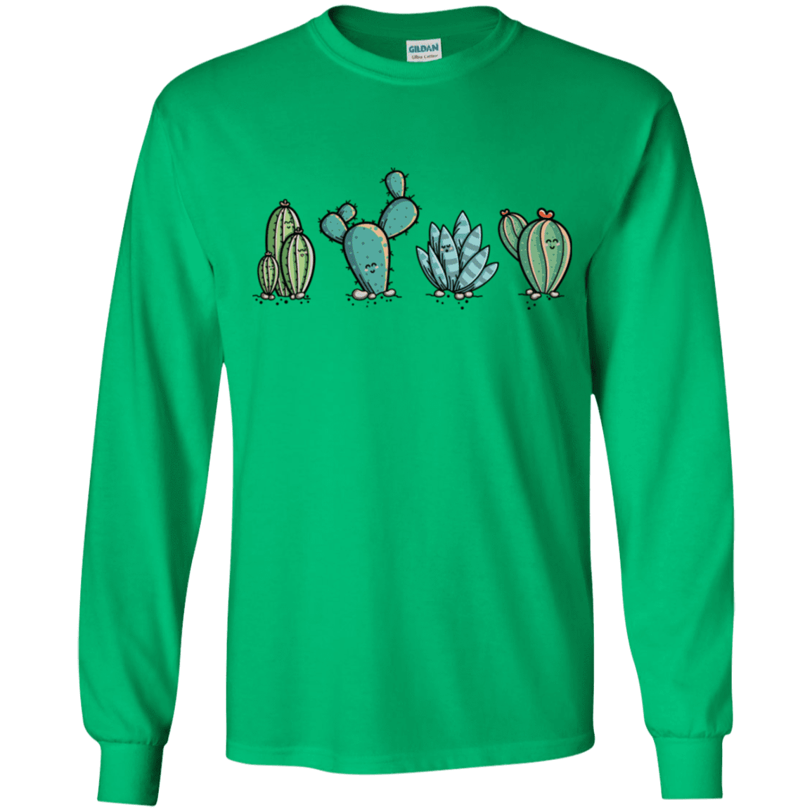 T-Shirts Irish Green / YS Kawaii Cute Cactus Plants Youth Long Sleeve T-Shirt