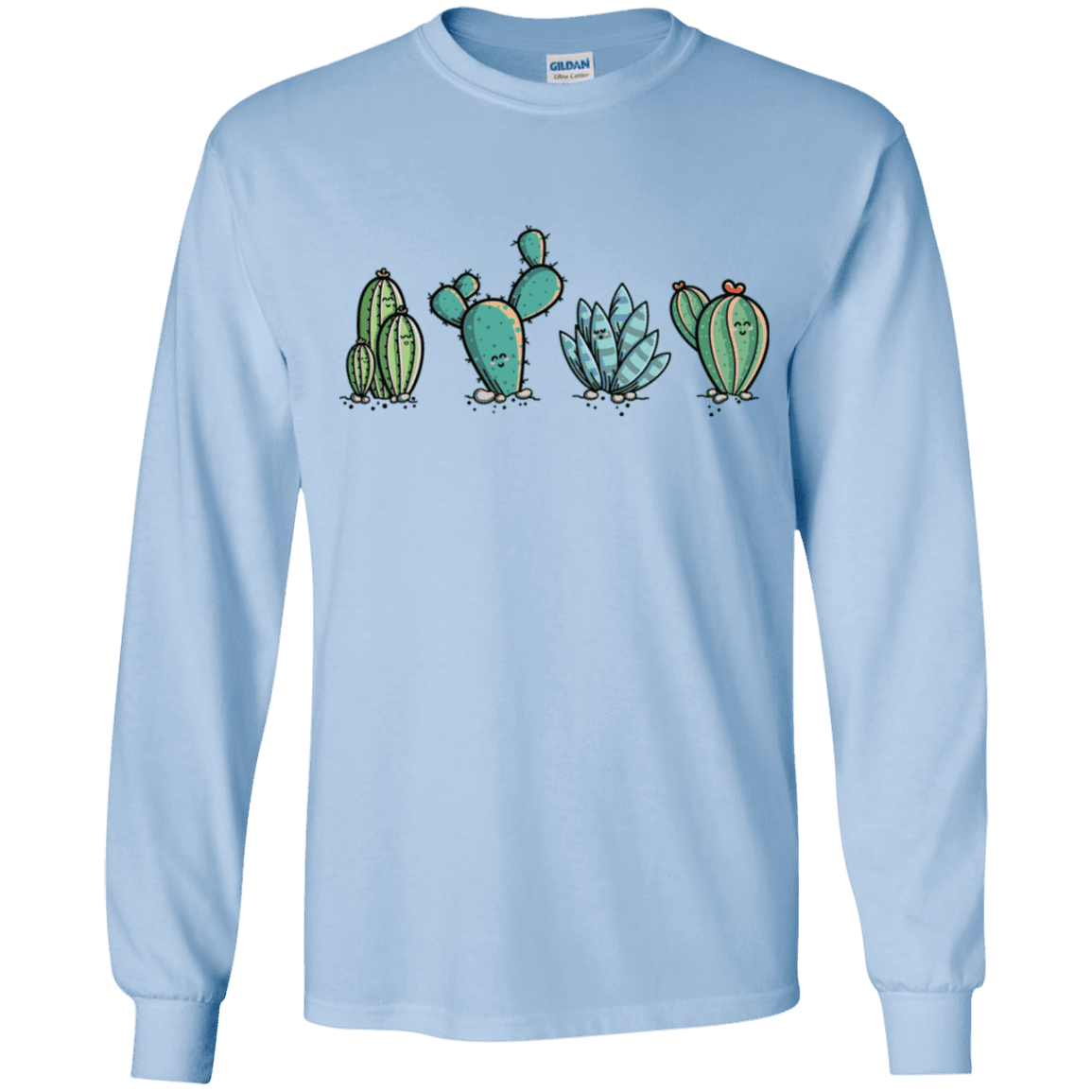 T-Shirts Light Blue / YS Kawaii Cute Cactus Plants Youth Long Sleeve T-Shirt