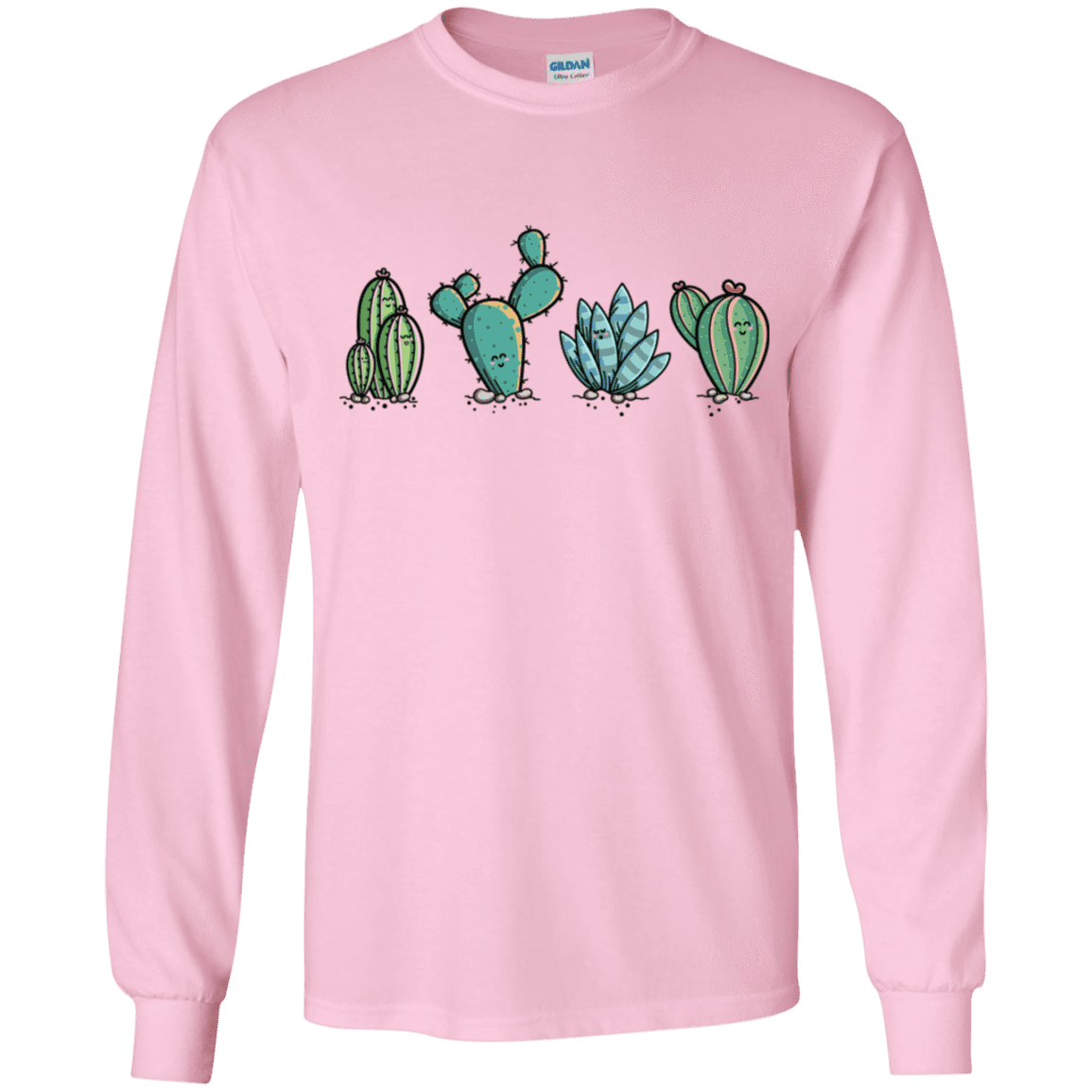 T-Shirts Light Pink / YS Kawaii Cute Cactus Plants Youth Long Sleeve T-Shirt