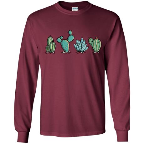 T-Shirts Maroon / YS Kawaii Cute Cactus Plants Youth Long Sleeve T-Shirt