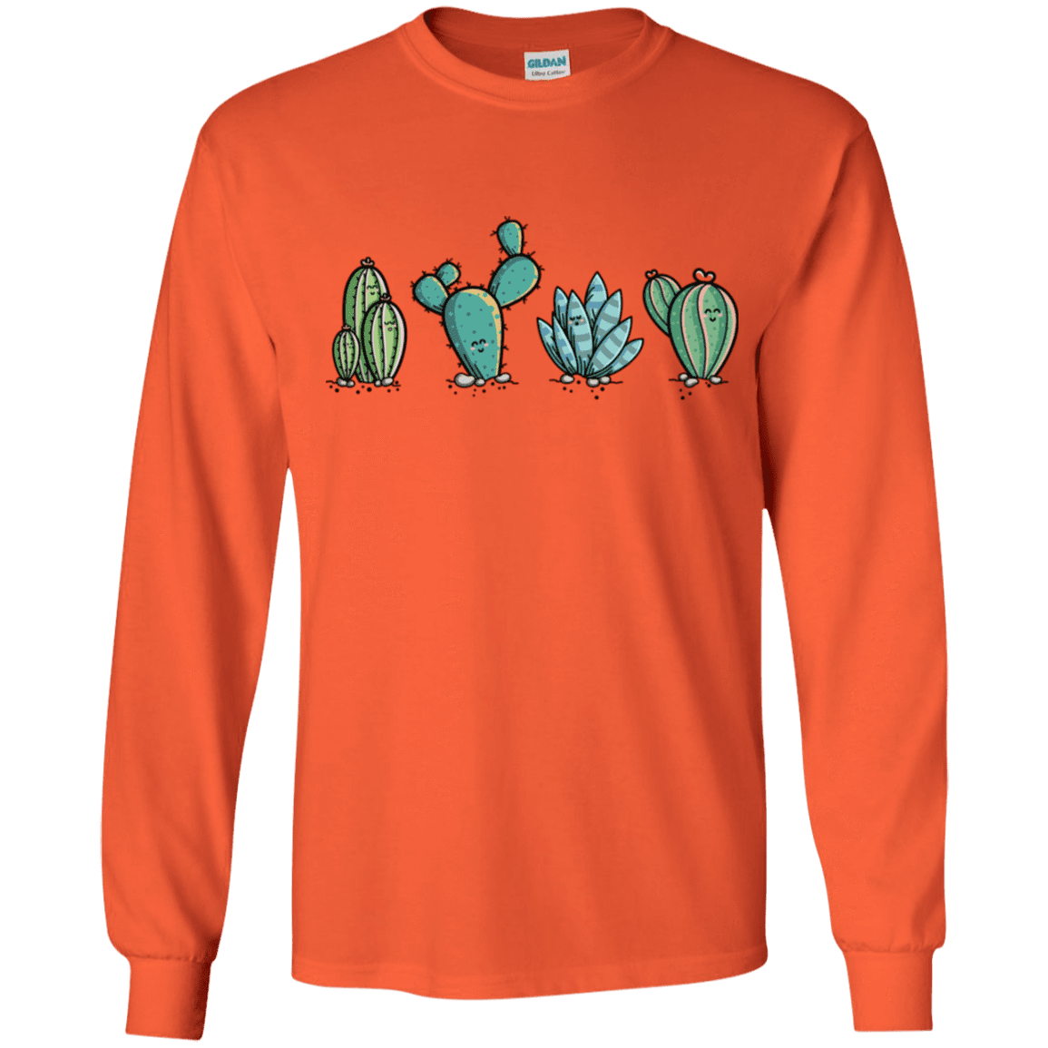 T-Shirts Orange / YS Kawaii Cute Cactus Plants Youth Long Sleeve T-Shirt